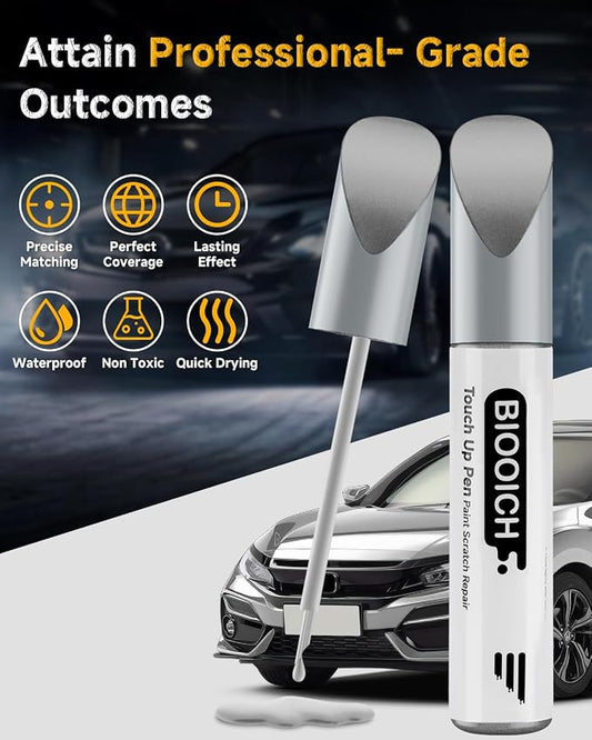 Touch Up Paint Pen Exact Color Match Car Chip and Scratch Repair (for Honda, Lunar Silver Metallic(NH-830M))