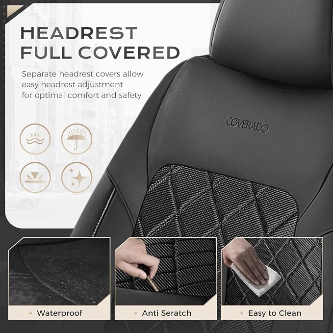 Coverado Car Seat Covers, Seat Covers Full Set, 5 Seats Automotive Seat Cover, Mesh Breathable Seat Protectors, Universal Fit for Most Cars