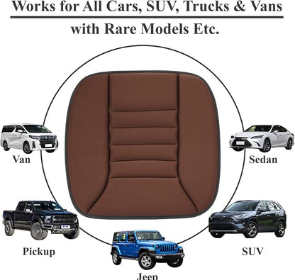kingphenix Car Seat Cushion with 1.2inch Comfort Memory Foam, Seat Cushion for Car and Office Chair (Brown)