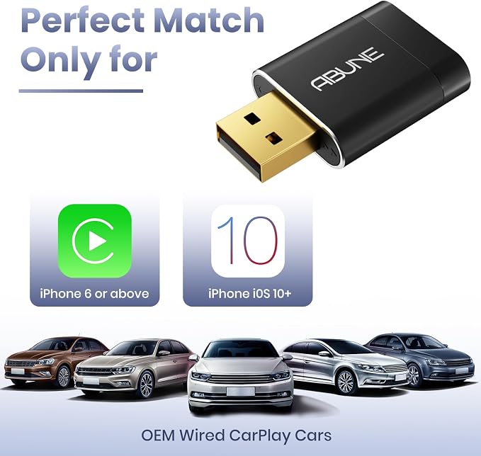 Mini Wireless CarPlay Adapter for iPhone, 2 in 1 CarPlay and Android Auto Adapter, Wired to Wireless, Plug & Play, Seamless Car Connectivity, Compact in-Dash navi & ent, Black