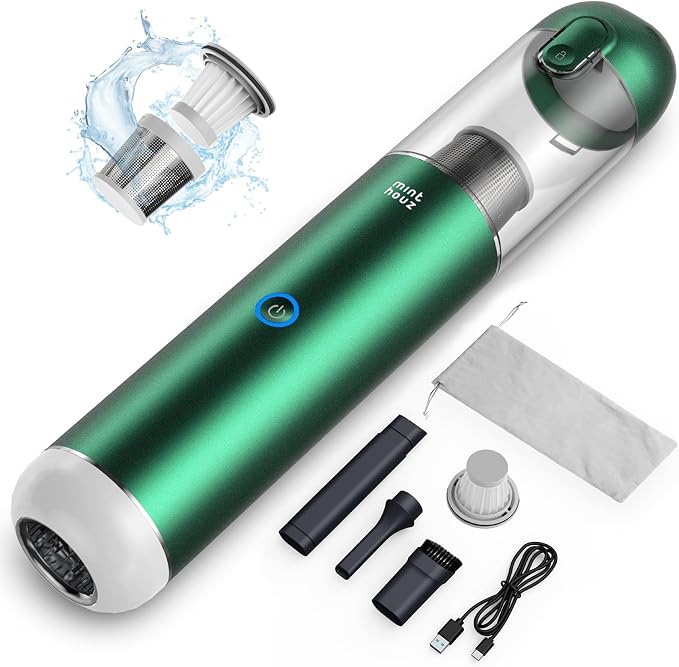 Minthouz Car Vacuum Portable Cordless 17000Pa - 120W Handheld Vacuum Rechargeable with Blower, Ultra Lightweight Mini Vacuum Cleaner with 2 Filters for Car Home Pet Office Keyboard
