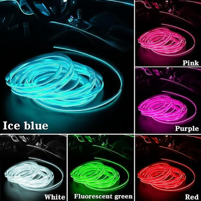 EL Wire Car Interior LED Strips Lights, 16FT 5V USB Auto Neon Light Strip, Electroluminescent Vehicle Interior Ambient Lighting Decor Accessories, Universal for RV, SUV, Truck (Purple)