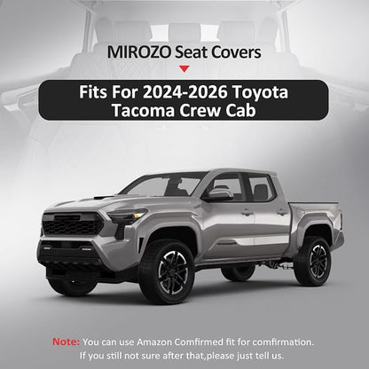 MIROZO Tacoma Seat Covers Full Set,Leather Truck Seat Covers Fits for 2024 2025 2026 Toyota Tacoma Crew Cab