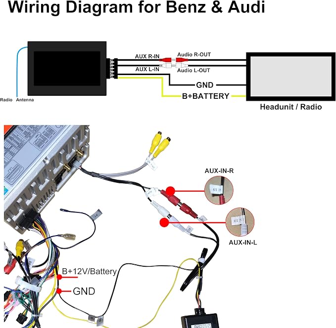 AUX Converter, Car Radio Transmitter AUX Audio Adapter FM Audio for BMW E60 E70 E90 for Mercedes Benz ML SLK R for Audi A3 A4 A5 A6