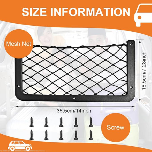 Frienda 4 Pcs Boat Storage Net Bag, ABS Plastic Car Framed Mesh Net Holder, Phone & Cargo Organizer with Screws for Auto, Rv, Boat, Pontoon, Truck Pocket Storage (14 x 7.3 Inch)