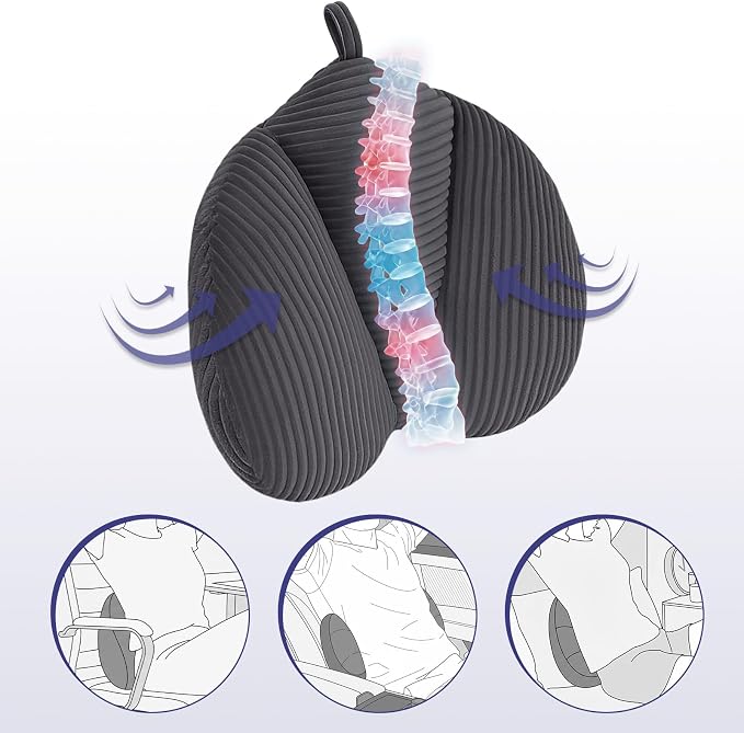 Lumbar Support Pillow for Couch, Back Support Pillow for Office Chair, Heart-Shape Back Cushion with Shredded Foam for Back Pain Relief & Reading, Lumbar Cushions for Recliner, Car, Grey