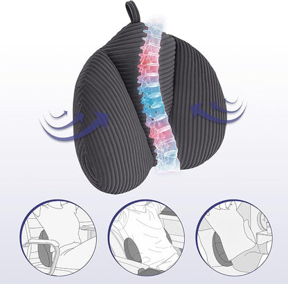 Lumbar Support Pillow for Couch, Back Support Pillow for Office Chair, Heart-Shape Back Cushion with Shredded Foam for Back Pain Relief & Reading, Lumbar Cushions for Recliner, Car, Grey