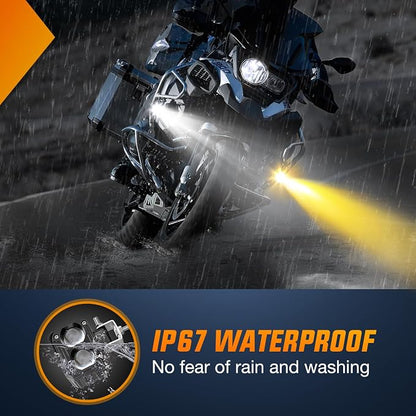 Nilight Motorcycle Driving Lights 2.5 inch White Amber Spot Beam Fog Light LED Pods IP67 Waterproof Auxiliary Offroad Lighting for Motorbike Dirt Bike e-Bike Scooter Snowmobile ATV UTV SUV Truck