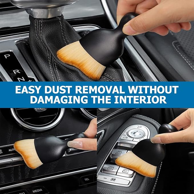 BELOMI Car Detailing Brush, Auto Interior Dusting Brush, Car Soft Bristle Cleaning Tool, Universal Car Interior Crevice Brush for Dashboard, Air Conditioner Vents, Leather, Computer (White/Pink)