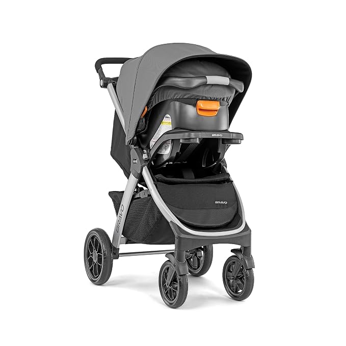 Chicco Bravo 3-in-1 Trio Travel System, Bravo Quick-Fold Stroller with KeyFit 30 Infant Car Seat and Base, Brooklyn/Navy