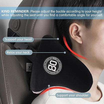 Really Cozy Car Headrest Pillow, Car Neck Pillow for Driving with Adjustable Strap, 100% Memory Foam and Breathable Removable Cover, Ergonomic Design - Car Pillow for Neck Pain Relief(Linen gray, 1PC)