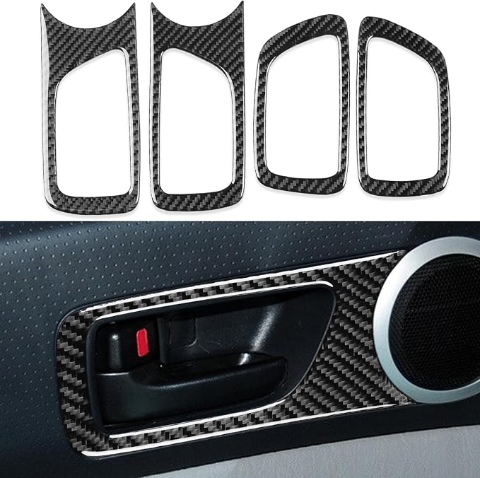 NVCNX Real Premium Carbon Fiber for Toyota 2nd Gen Tacoma Accessories 2005-2015 2006 2007 2008 2009 2010 2011 2012 2013 2014 Car Door Inner Handle Cover Interior Trim Sticker Decal 4PCs - for 4-Door