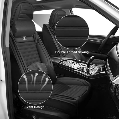 Seat Covers Full Set Fit for Nissan Rogue 2015-2026, Breathable and Comfortable Leather Car Seat Cover, Deluxe Waterproof Cushion Cover Auto Interior Accessories (Black)
