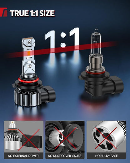 Torchbeam T1S 9005 2026 Model LED Light Bulbs, 45000LM 6500K Crystal White, 2-Pack