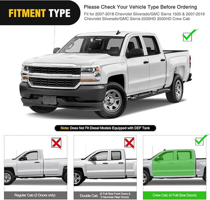 Nilight Running Boards for 2007-2018 Chevy Silverado/GMC Sierra 1500 Crew Cab 2007-2019 Chevy Silverado/GMC Sierra 2500HD 3500HD 6 Inch Slip-Proof Aluminum Side Step Nerf Bars