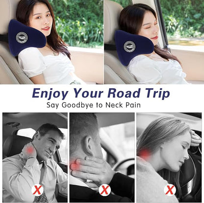 SPRFUFLY Exclusive U-Shaped Car Headrest Pillow, Car Pillow for Driving Seat, Space Memory Foam & Removable Cover, Extreme Comfort Travel Car Pillow(Blue, 1P)