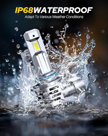AUTOONE 9005 9006 Bulbs, 120,000LM 10X Ultra Bright 6500K Cool White, 1:1 Halogen Mini Size HB3 HB4 Halogen Bulb, 60,000Hrs Lifespan, Plug and Play Driving Fog Light or Running Light, Pack of 2