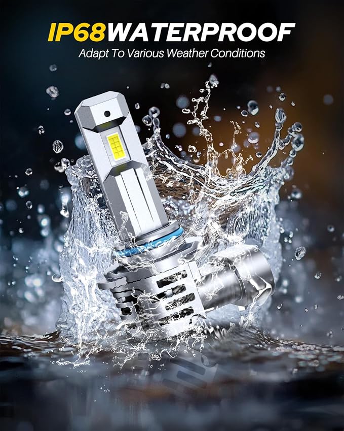 AUTOONE 9005 9006 LED Bulbs Combo 6500K Cool White, 800% Brighter HB3 HB4 Lights, 1:1 Halogen Mini Size Direct Replacement Fog Lamps, 70,000Hrs Lifespan, Plug and Play, Pack of 4