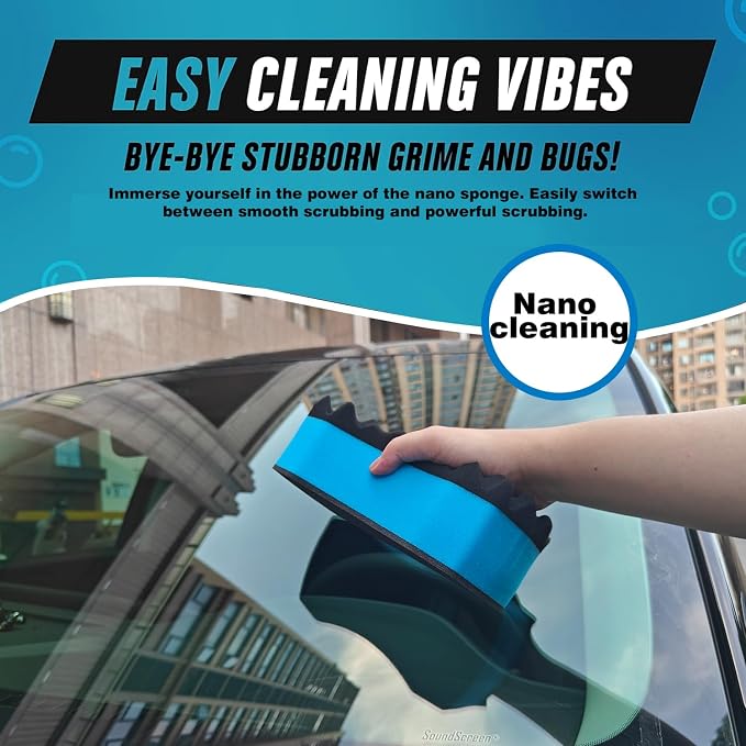 Three Texture Car Wash Sponge - Multi Purpose Bug Remover Scrubbing Side Soft Sea Sponge - Ultra Scrub Car Cleaning Sponges Wash Bucket Accessory - 3Pack