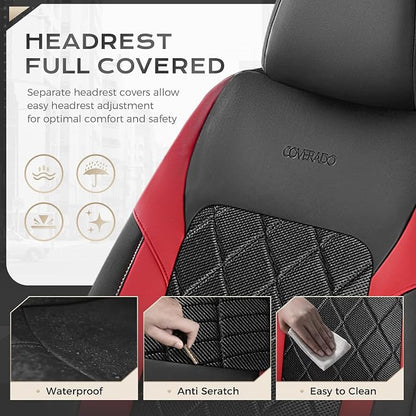 Coverado Car Seat Covers, Front Seat Covers, 2 Front Automotive Seat Cover, Mesh Breathable Seat Protectors, Universal Fit for Most Cars
