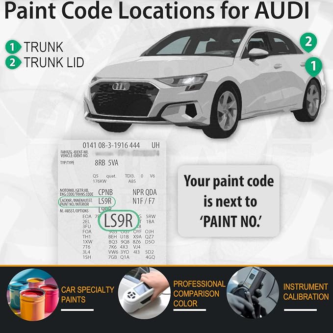 LY9T/0E Mythos Black Metallic Car Touch Up Paint for Audi, Color Accurate Car Paint Scratch Repair Pen Kit Quick & Easy Fix Vehicle Chips and Automotive Nicks Scuff