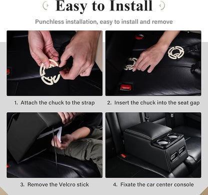 Coverado Car Center Console, Universal Rear Bench Seat Consoles, Truck Seat Organizer and Storage, Back Seat Car Organizer with Cup Holder, Central Armrest Box (Regular, Black)