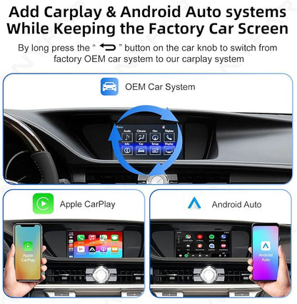 Decoder Adapter Retrofit Kit Compatible with Lexus 2014-2017 ES200/NX2O0/NX300/ES250/ES300/RX200t/CT200h/IS250, Supports Wireless CarPlay Android Auto/ Voice Control/ Mirror Link/ Camera/USB Drive