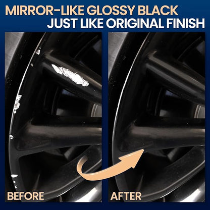 cocomfix Gloss Black Rim Touch Up Paint, Rim Paint Pen, Car Wheel Scratch Repair Kit for Curb Rash & Scratches, Universal Gloss Black Enamel paint for Alloy/Metal rims (1 fl oz), Scratch Resistant, Covers 1 Sq Ft