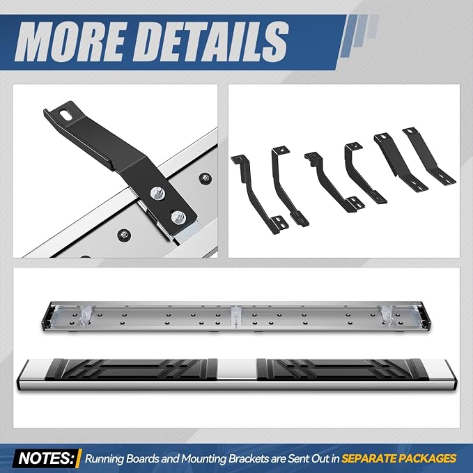 Auto Dynasty Running Boards Compatible with 2016-2020 Chevy Tahoe GMC Yukon, Stainless Steel Side Step Rail Nerf Bars, 6.5" x 73" Step Bars, Polished Chrome