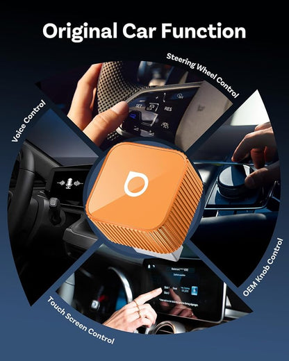 OTTOCAST Mini Cube 3.0 Wireless CarPlay & Android Auto Adapter 2026– Plug & Play, Fast Auto-Reconnect (Orange)