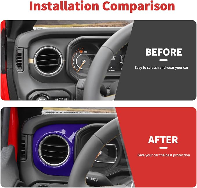 Center Console Dashboard Decorative Panel Trim Cover Kit Compatible with 2024-2026 Jeep Wrangler JL JLU & Jeep Gladiator JT(Purple)