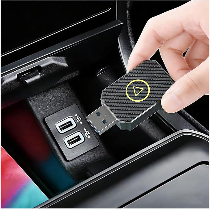 CarPlay Adapter, for Ford Bronco 2021-2024 Convert Wired to Wireless CarPlay, Plug and Play 2-in-1 CarPlay Fast & Stable Wireless Adapter,B-Gold