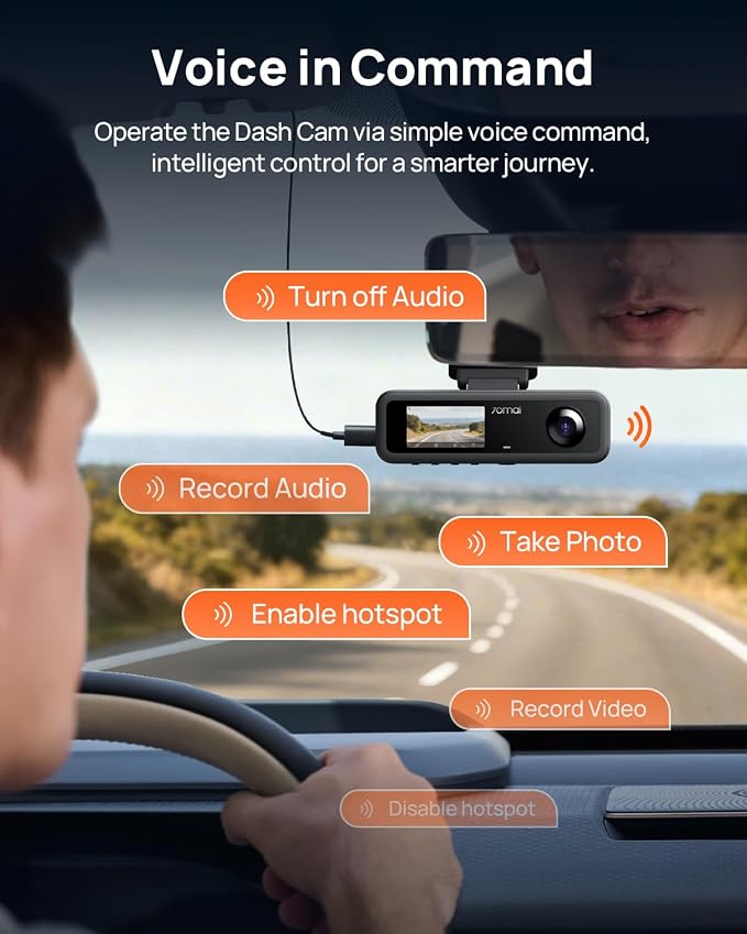 70mai 4K Dash Cam Front and Interior, 4K HDR Dash Camera with F1.55 Aperture, Wi-Fi 6, 24H Parking Surveillance, GPS, Loop Recording, 64GB Card Included, UHD Dashcam for Cars/Taxi/Uber/Lyft