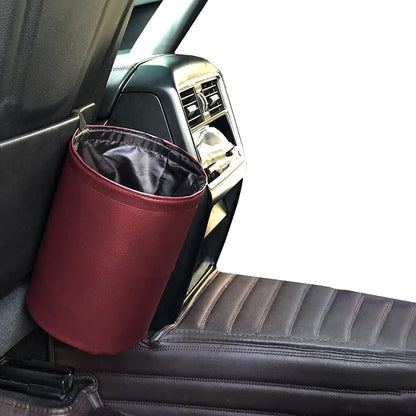 Car Trash Can, Collapsible Pop Up Trash Can for Cars, PU Leather Car Garbage Can, Waterproof Cars Garbage Can, Portable Garbage Bin, Auto Interior Accessories Multipurpose Trash Bin for Vehicles (Red)