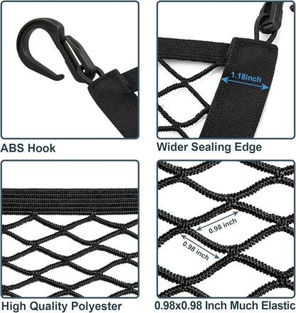 Elastic Cargo Net for SUV, Car Trunk Net Organizer with ABS Hook Storage Mesh Cargo Nets 27.5 x 19.6 inches for Truck Bed Tailgate Netting Accessories
