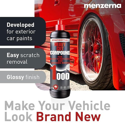 menzerna Deep Scratch Remover Kit I Car polishing Set with Menzerna Heavy Cut 1000 (8oz) and 6 Inch Polishing Pad I Deep Scratch Remover Kit for All Types of Vehicles