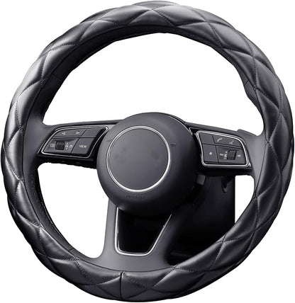 YHONGJT Soft Microfiber Leather Steering Wheel Cover, Universal 15 Inch for Women Girls, Fit Vehicles, Sedans, SUVs, Vans, Trucks - Black