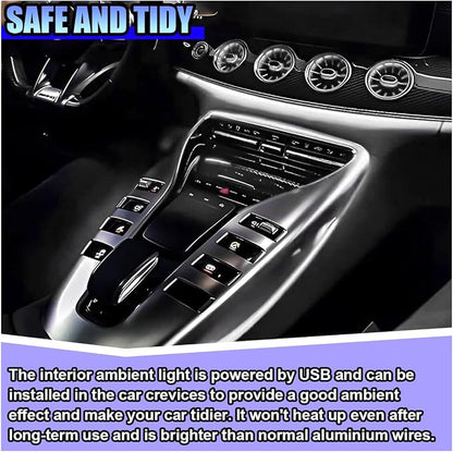 ZIMISI EL Wire Car Interior LED Strip Lights, 5V 16FT Neon Light Strip with Sewing Edge, USB Electroluminescent Car Interior Lights with Fuse Protection, Vehicle Ambient Lighting Decorations (White)