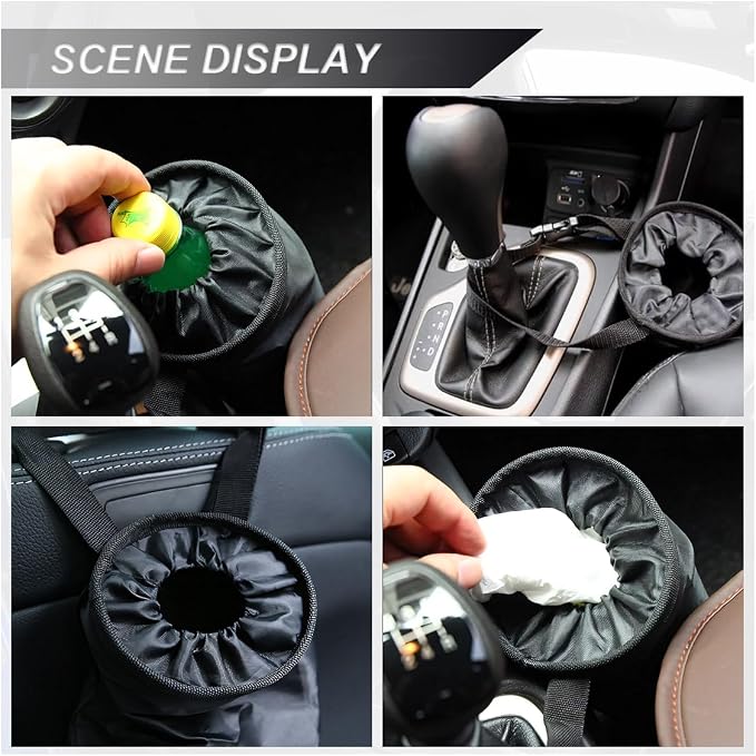 ZIMISI Car Trash Bag, Hanging Car Garbage Can with Elastic Opening, Portable Waterproof Collapsible Trash Can for Back Seat, Automotive Storage Organizer for Home, Outdoor (2PCS)