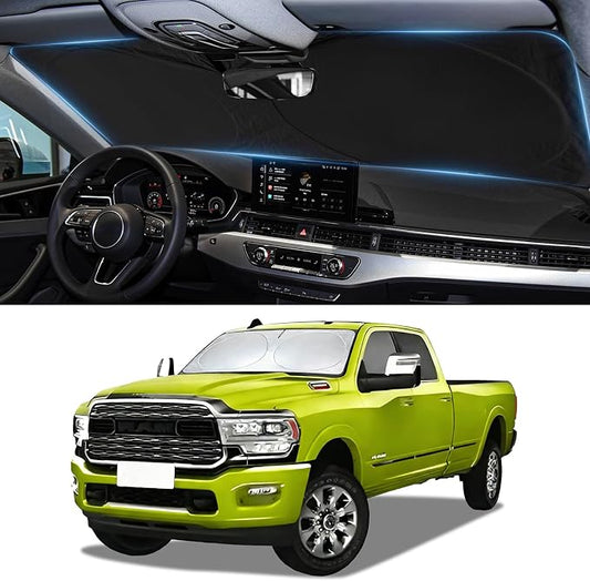 Sunshade for Ram 2500 Windshield Sun Shade for 2010-2025 2026 Dodge RAM 1500 2500 3500 Truck 2Dr RegularCab, 4Dr QuadCab, CrewCab, MegaCab Accessories Front Window Shield Cover Sun Visor Blocker