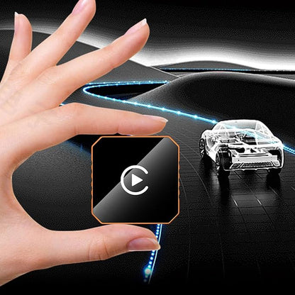 Wireless Car Adapter, Plug and Play Bluetooth WiFi Dual Band Support for car Integration Auto, with Aluminum Alloy Shell and Intelligent Voice Control (White Pattern)