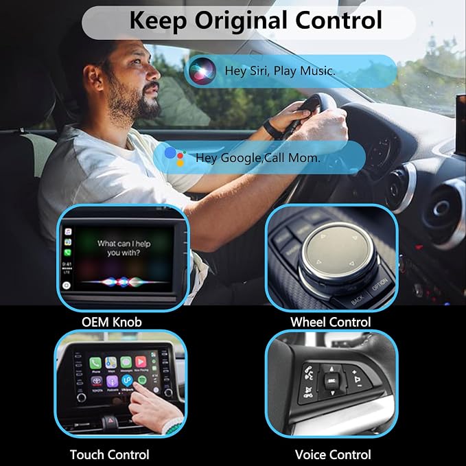 Wireless CarPlay Adapter for iPhone & Android Auto Adapter, Convert Wired to Wireless, Plug & Play, Auto Connect, USB Port Easy Use for Cars from 2016+
