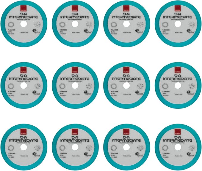 RUPES 9.DA100B Pack of 12 Light Blue D-A Intermediate Foam Polishing Pads 100mm | Ideal for Paint Correction & Gloss Enhancement | Improves Cutting Performance | Compatible with 4" Backing Plate