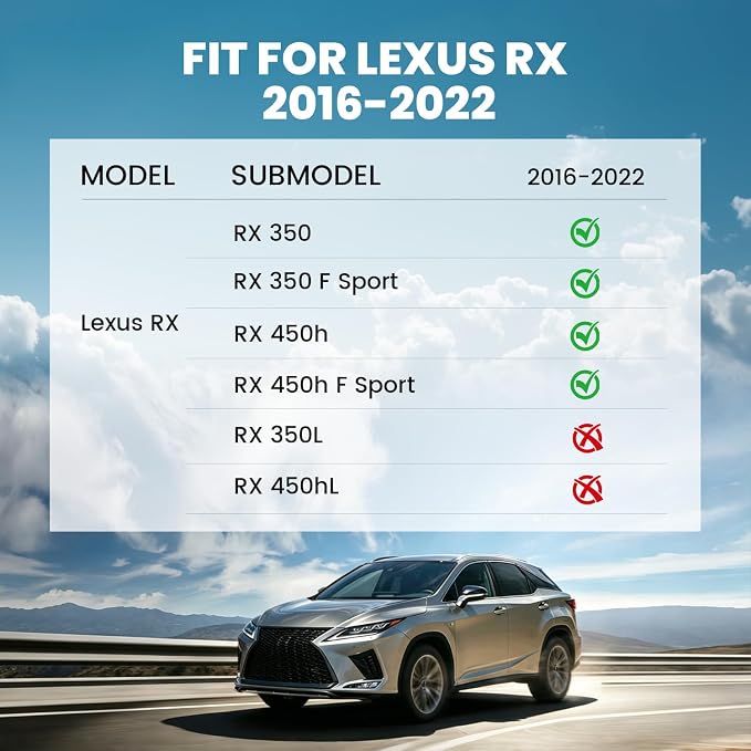 LASFIT Floor Mats&Trunk Mat for Lexus RX 2022 2021 2020 2019 2018 2017 2016 RX350 RX450h(Not Fit 2018-2022 Lexus RX L), All Weather Floor Liners Custom Fit TPE Cargo Mats Front & Rear Mats, Black