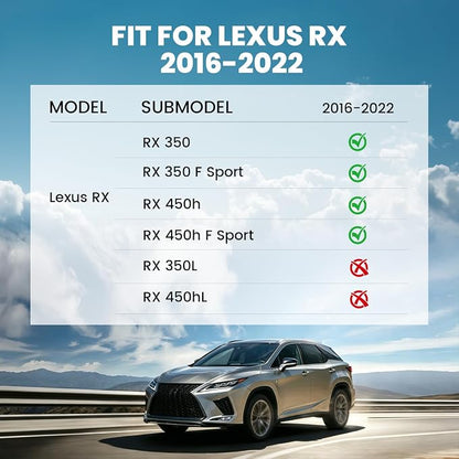 LASFIT Floor Mats&Trunk Mat for Lexus RX 2022 2021 2020 2019 2018 2017 2016 RX350 RX450h(Not Fit 2018-2022 Lexus RX L), All Weather Floor Liners Custom Fit TPE Cargo Mats Front & Rear Mats, Black