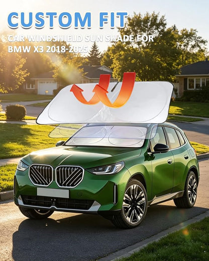 Sunshade for X3 Windshield Sun Shade Custom Fit for 2018-2025 2026 BMW X3 Accessories Foldable Front Window Shield Cover Sun Visor Protector Automotive Interior Protector Block UV Rays
