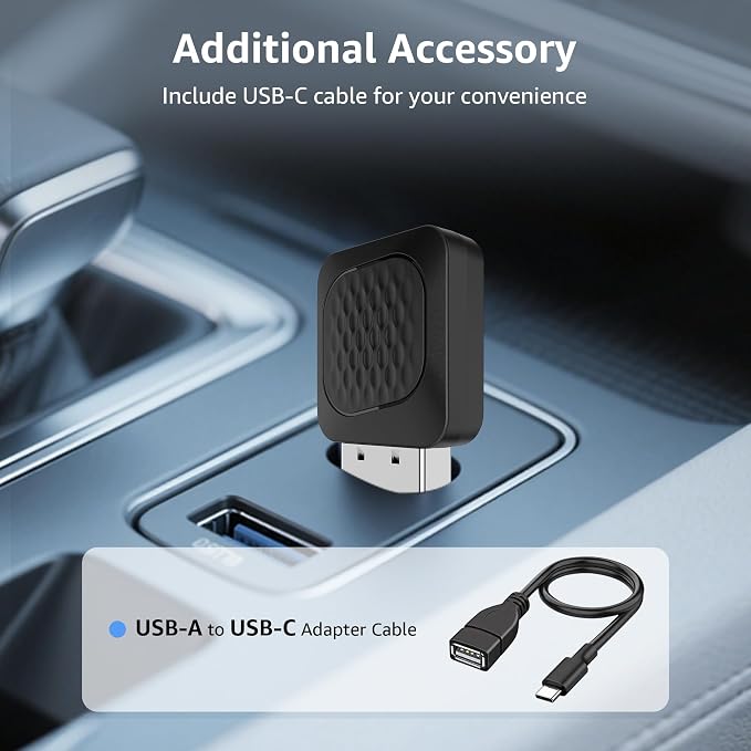 Ayake Wireless Android Auto Adapter, Smallest Mini Edition, Converts Wired to Wireless Android Auto, Plug & Play Adapter, Compact Design for Android 11+ with USB/USB-C Port