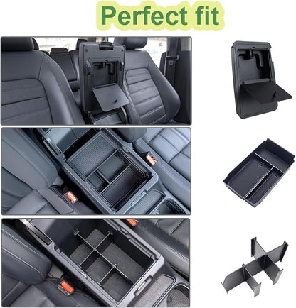 PIMCAR 3-Piece Organizers for Honda CRV 2023-2025 2026 Center Console Organizer Set | Custom Fit Armrest Tray, Hidden Storage Box & Armrest Dividers | Durable ABS Material Car Accessories