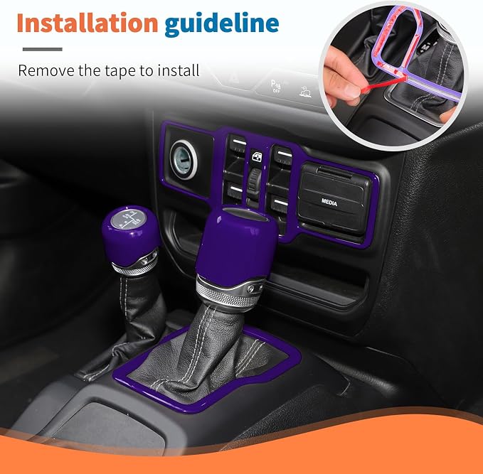 JeCar 14-Piece Purple Interior Accessories Trim Kit for 2024-2025+ Jeep Wrangler JL 4XE Gladiator JT- Center Console Dash Panel Interior Upgrade