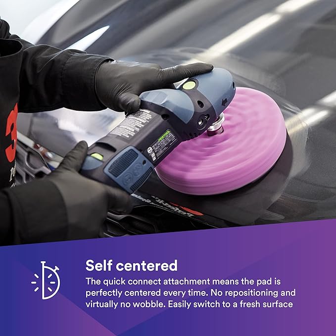 3M Perfect It 1 Step Foam Finishing Pad, 33035, Quick Connect, Surface Buffing, Collision Repair, High Gloss Polish, 8 in
